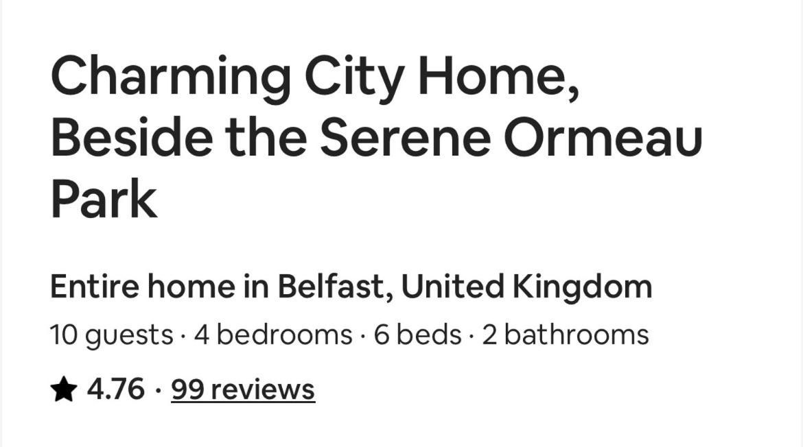 Charming City Home, Beside The Serene Ormeau Park Belfast Eksteriør bilde